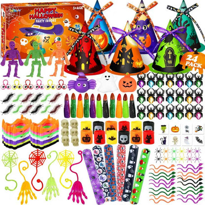 234 PCS Halloween Party Favors for Kids,24 Pack Witch Hat Shaped Goodie bag Stuffers with Non-Candy Trick Or Treat Toys Bulk,Goodie Bags Basket Stuffers,Classroom Favors Gifts for Boys Girls