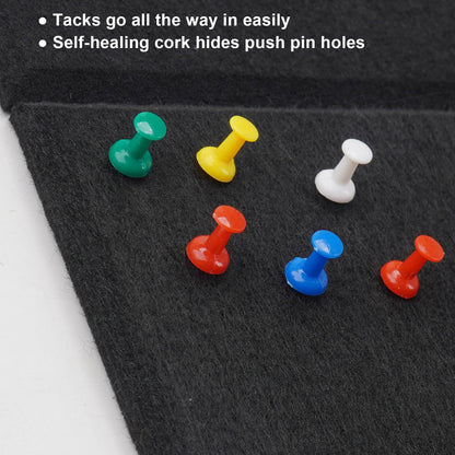 Large Cork Board Alternative 36" X 24" Bulletin Board - 6 Pack Removable Felt Wall Tiles with 15 pushpins, Large Cork Boards for Walls Cork Board for Office Pin Board Tack Board - Black