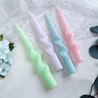Gedengni Spiral Taper Candle Long Candlesticks - 10inches Halloween Tapered Candles Green Candle Sticks Colorful Twisted Candles for Wedding Home Party Women Gift,Pack of 4 (23D4P-LIGMIX)