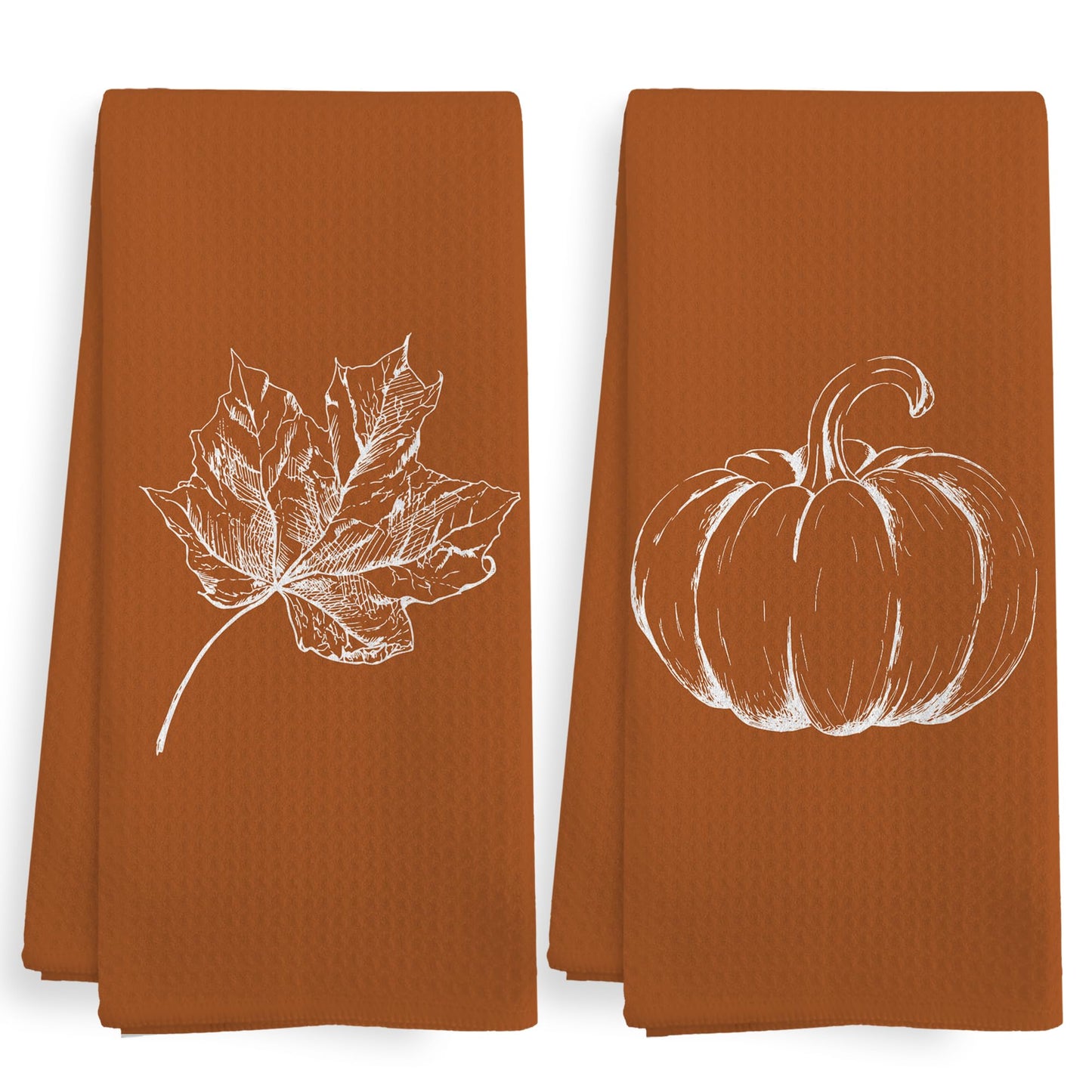 XNXLDYLH Fall Autumn Pumpkin Kitchen Towels and Dishcloths Sets of 2, Fall Burnt Orange Thanksgiving Pumpkin Decor Dish Hand Tea Towels Gifts for Bathroom Kitchen, Aesthetic Fall Harvest Decor,16x24In