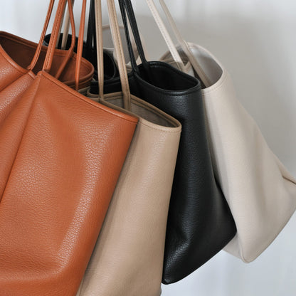 HOXIS Oversize Pu Leather Tote Women Weekender Bag Shopper Handbag Travel Purse (Orange-brown)