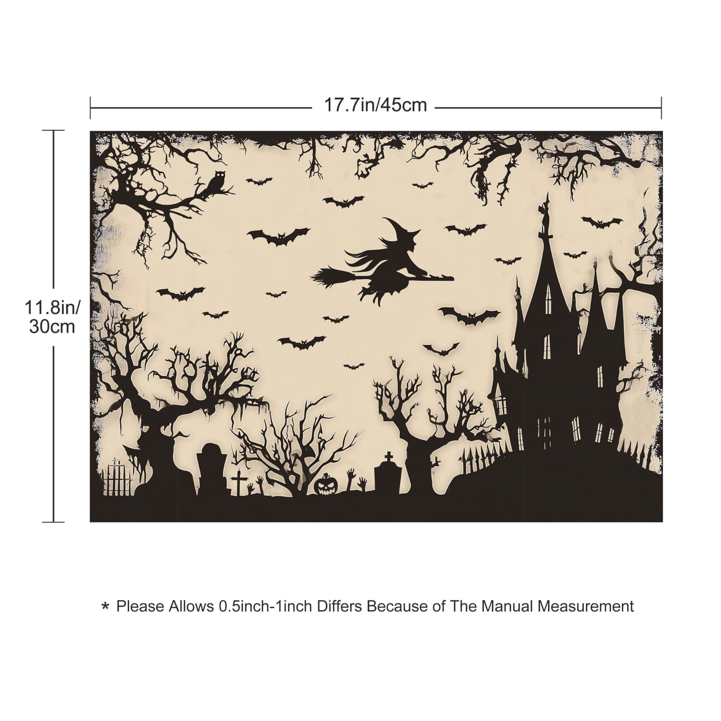 Halloween Witch Castle Placemats Set of 4 Washable Table Place Mats for Dining Kitchen Party Decor