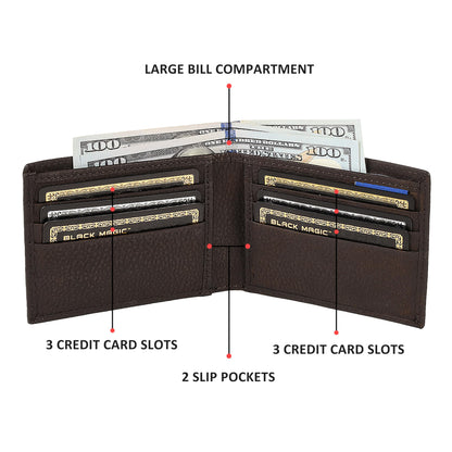 Wrangler Bifold Wallet for Men, Slim Casual Genuine Leather Purse, RFID Blocking, Gift for Him