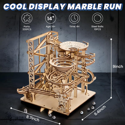 Uplike 3D Wooden Puzzles for Adults: 330 pcs 3D Mechanical Wood Marble Run with Roller Coaster Model Kit for Brian Teaser to Build - Christmas Hobbies Craft Kits Puzzles for Adults Home Decor Gifts