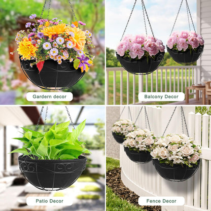 Non-Woven Fabric Plant Grow Bags Replacement Coco Liner Window Basket,Trough Shaped Wall and Deck Mount Planters,Round Hanging Basket (10-Pack, 14)