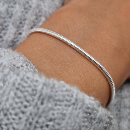 Charm Bracelet 925 Sterling Silver Bracelets for Women 2mm Dainty Snake Chain Bracelet Jewelry Gifts for Her