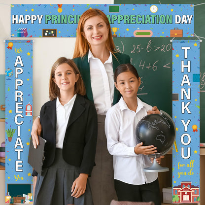 Fanfanwin Happy Principals Appreciation Day Banner Set Principal Appreciation Sign Banner We Appreciate Thank You Party Supplies Decorations for Men Women Education Workers