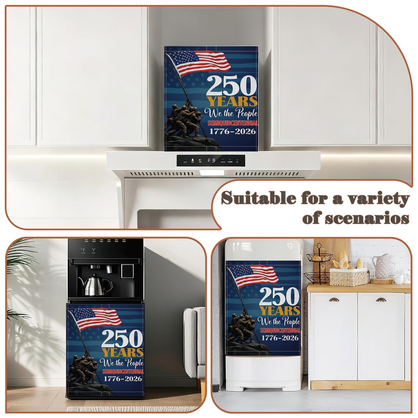 USA 250th Anniversary Magnetic Dishwasher Cover,Patriotic Military Decorative Dishwasher Panel for Refrigerator Kitchen Decor Reusable Waterproof Easy Install 23x26 Inch