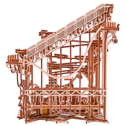 Wood Trick Wooden Marble Run Spiral Electric Motorized - Wooden 3D Puzzles for Adults to Build - 13x13 - Roller Coaster Mechanical Wooden Model Kits for Adults to Build