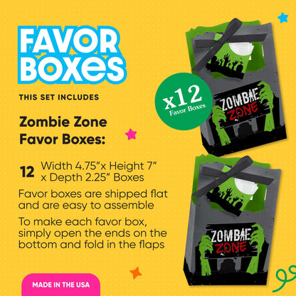 Big Dot of Happiness Zombie Zone - Zombie Decorations - DIY Halloween Party Decorations - Treat Box Party Favors - Halloween Goodie Boxes - Zombie Favor Boxes- Fall Party Favor Box - Set of 12