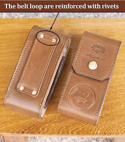 HOGIKUO Leather Multitool Sheath，Multi Tool Holster for Leatherman, Gerber, SOG and Similar Folding Tools 4" to 4.5"