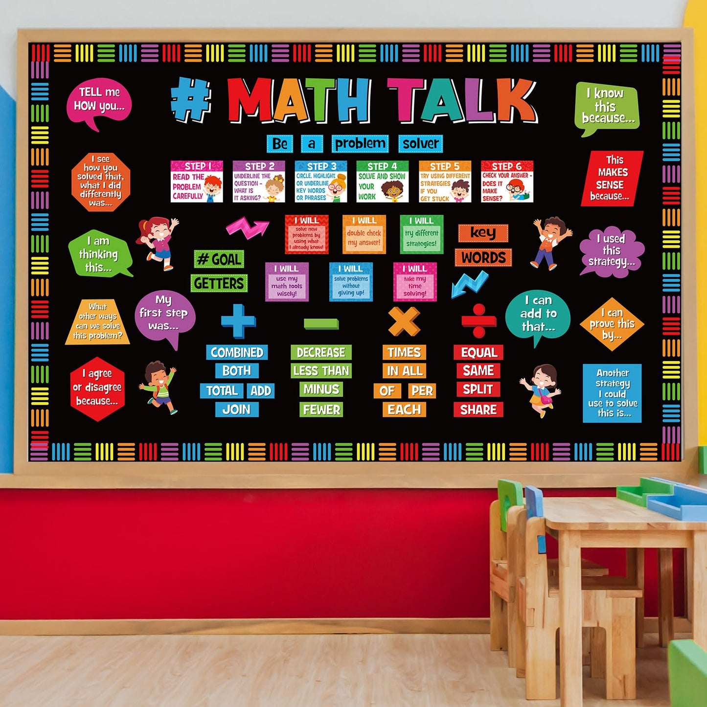 Pajean 85 Pcs Math Talk Bulletin Board Set Math Posters Classroom Decorations Educational Mathematics Paper Cutout for Elementary Middle High School Wall Chalkboard Decor Teacher Supplies(Talk)