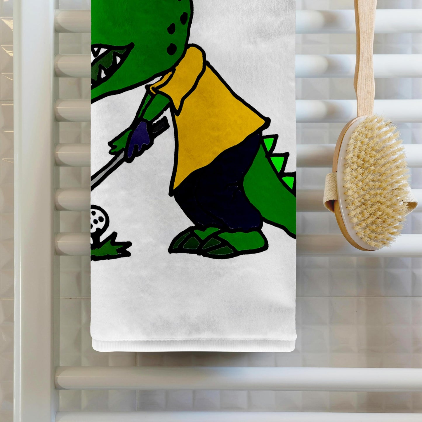 3D Rose TWL_240039_1 Funny Alligator Playing Golf Towel, 15" x 22"