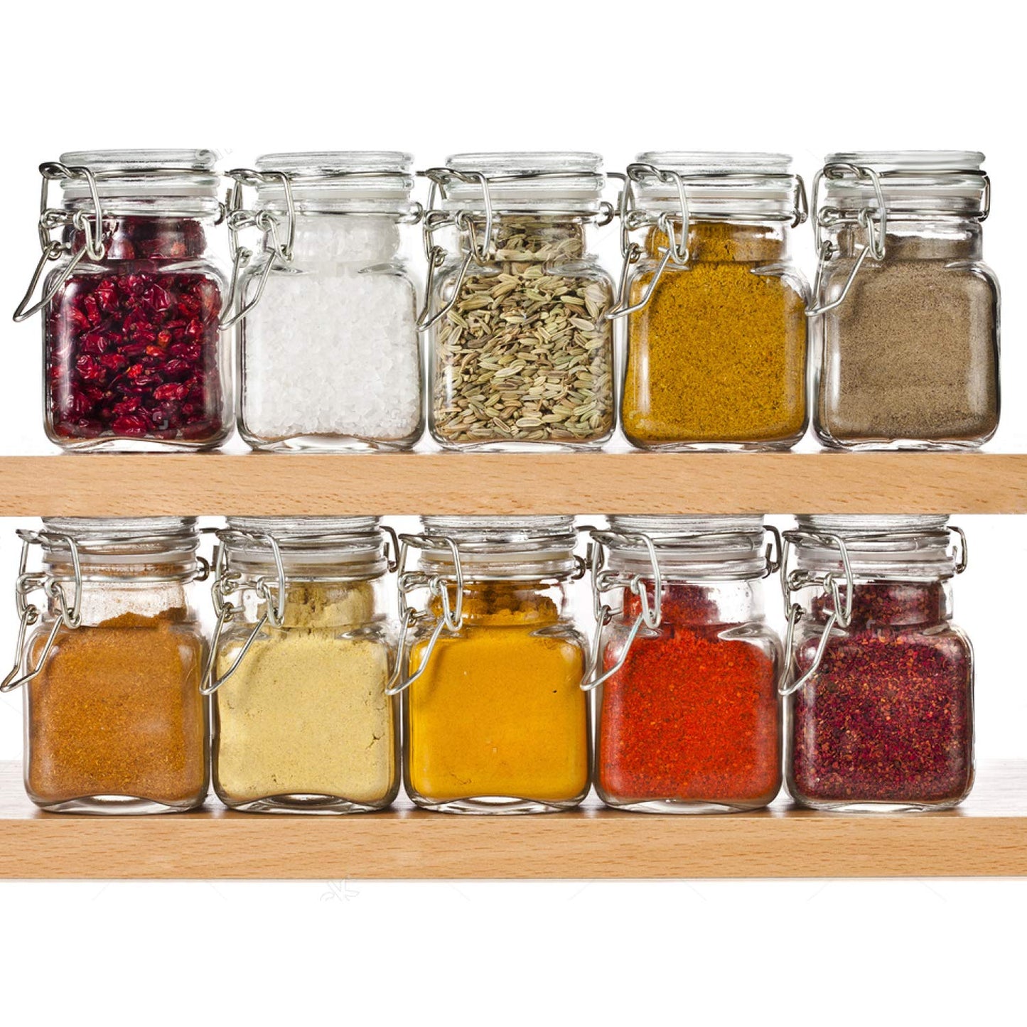 SPANLA Spice Jars, 24 Pack 4oz Small Glass Jars with Airtight Hinged Lid, With 24 Spice Labels & Silicone Funnels, Airtight Glass Jars for Spices, Condiments Herb Seasoning Art Craft Storage