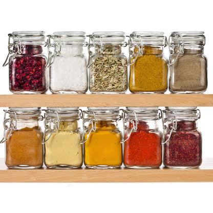 SPANLA Spice Jars, 24 Pack 4oz Small Glass Jars with Airtight Hinged Lid, With 24 Spice Labels & Silicone Funnels, Airtight Glass Jars for Spices, Condiments Herb Seasoning Art Craft Storage