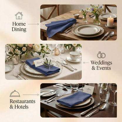ACCENTHOME Accent Home 100% Cotton Napkins, Delicate Cloth Napkins for Dinners, Parties and Weddings，18 x 18 Inch Set of 12 - Navy
