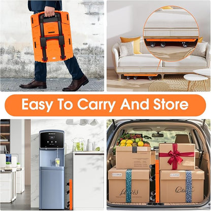 Voipvvii Folding Hand Truck500lbs, Portable Heavy Duty Dolly Cart, 6 Wheels Collapsible Luggage Cart with 2 Elastic Ropes - Compact Trolley Cart for Easy Moving - Ideal Hand Cart for Travel and More