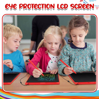 Zhehao 24 Pieces LCD Writing Tablet Doodle Board 8.5 Inch Colorful Reusable Screen Board Pad Reusable Drawing Writing Learning Educational Pad Toys for Girls Boys 8-10 3-10 (Red,Round Style)