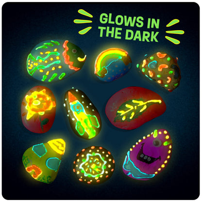 Dan&Darci Kids Rock Painting Kit - Glow in The Dark - Gifts Arts & Crafts for Boys and Girls Ages 6-12 - Craft Activities Kits - Creative Art Toys for 6, 7, 8, 9, 10, 11 & 12 Year Old Kid