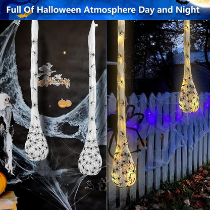 Vurlexat 3 Pack Halloween Spider Egg Sacs, 39 Inch Hanging Light Up Spider Egg Decoration, Halloween Spiders Webs Decor for Halloweens Props Party Gifts, Yard Garden Tree House Décor(Warm Light)