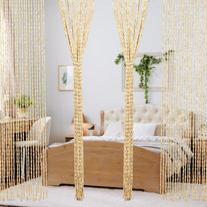 HYVAKUPPA 35.5" x 75" Bamboo and Wood Beaded Curtain for Doorway 52 Strands Handmade Bohemian Door Beads Curtain Boho Hanging Room Divider for Bedroom Living Home Deco, Beige