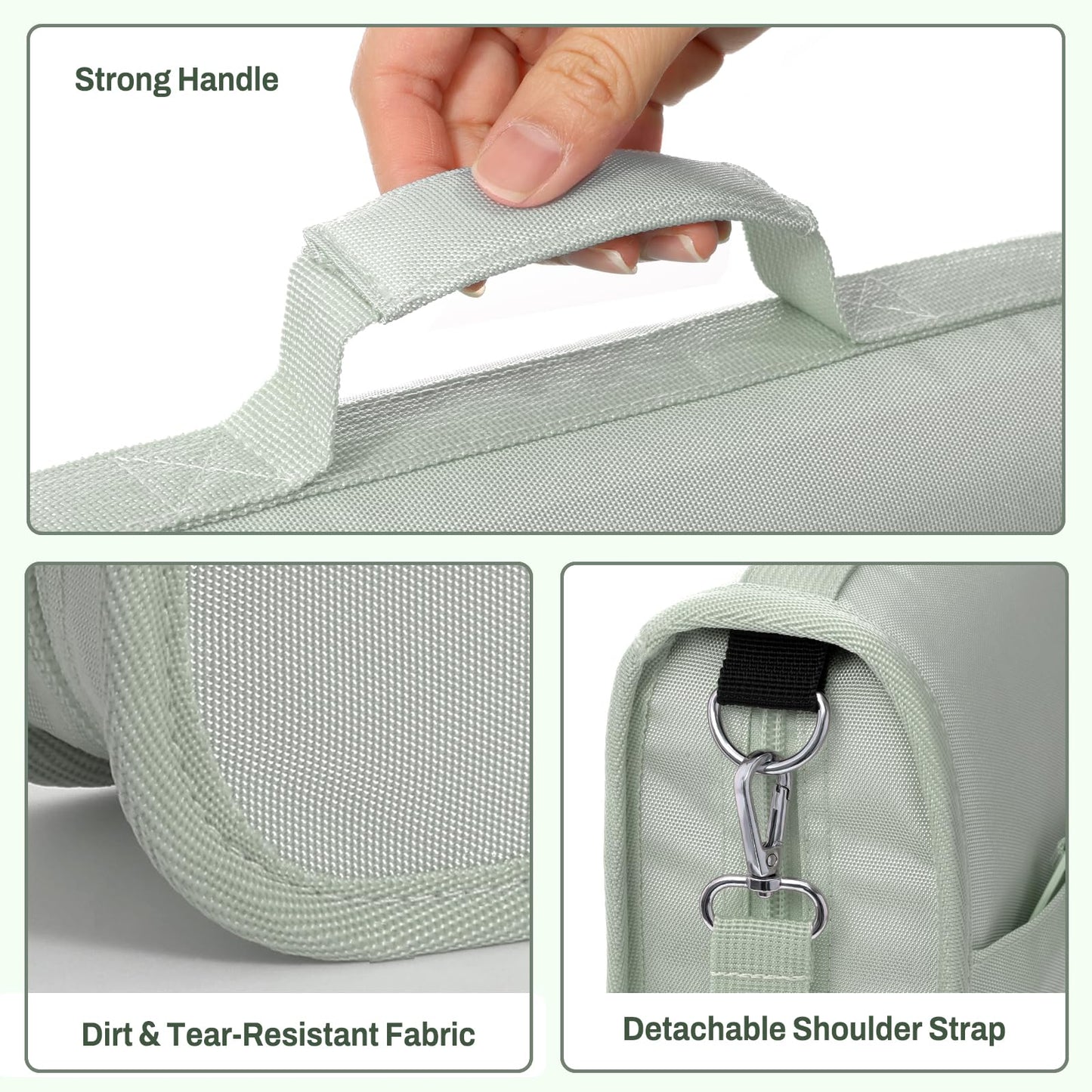 SUNEE Zipper Binder 3 Ring, 3 Inch O-Ring with Handle and Shoulder Strap, 600-Sheet Capacity, 5-Tab Expanding File Folder, Multi-Pockets for Middle School Organizer Binder with Zipper, Sage Green