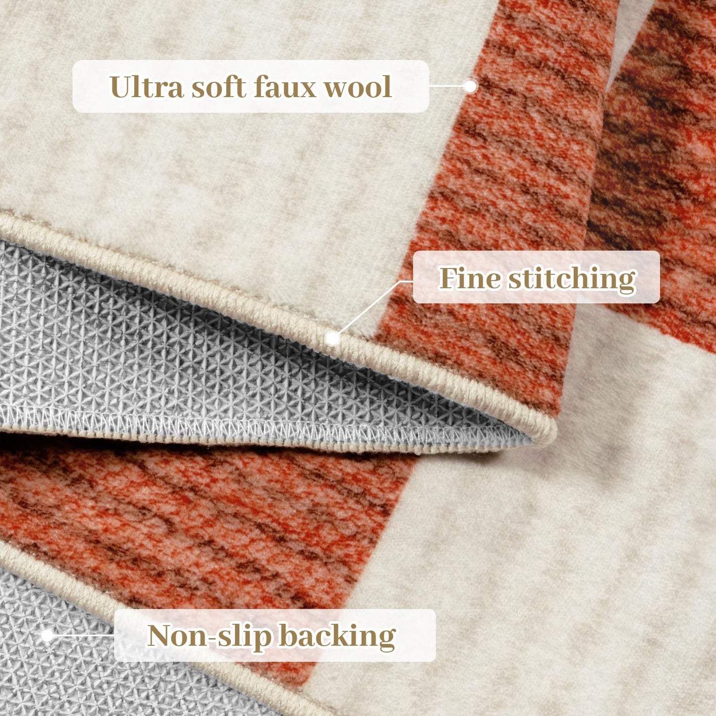 Machine Washable 5x7 Area Rugs for Living Room Checkered, Non Slip Soft Low Pile Farmhouse Halloween Modern Neutral Playroom Boys Rugs for Bedroom, Large Carpet Rugs for Dining Room(Orange,5'x7')