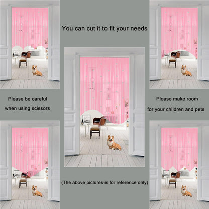 Beaded String Curtains for Doorways Boho Bedroom Decor Hanging Door Wall Beads Closet Window Curtain Room Divider Privacy Decorative (Pink, 39" W x 79" L)