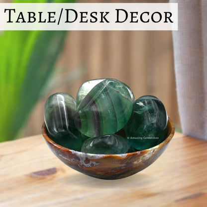 Amazing Gemstone Fluorite Crystals and Healing Stones Tumbled - 1 oz Fluorite Stone Gem Stones, Natural Healing Stones for Energy Balance, Stress Relief - Premium Polished Gems Rocks for Meditation