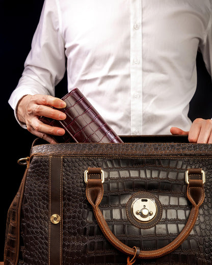 MR.OKAY 3 Watch Travel Case-Classic Leather Watch Case With Superb Texture. (Portable Watch Roll Or Organizer For Storage And Display).Festival Gift For Men, All Handcrafted By Artisans.