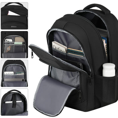 BIKROD Travel Laptop Backpack for Men and Women, Black School Backpacks for Teen Boys and Girls, Water Resistant Back Pack, Business Sturdy Computer Bag