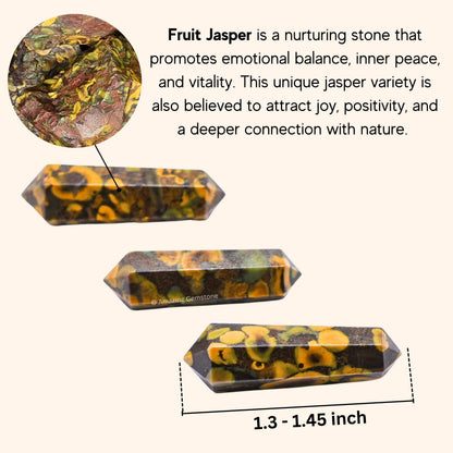 Amazing Gemstone Fruit Jasper Crystal Points Bulk Healing Crystals - Pack of 3 Double Terminated Healing Wand Point Bulk Crystals for Crafts,Crystal Grid,DIY Work - Premium Crystals - Beginners Gift