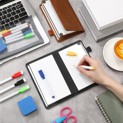Feifeiya 6 Sides Dry Erase Notebook Portable White Board 5"x7"(a6) Mini Dry Erase White Board Notebook Foldable Anti-ghosting Surface for Office, School, Study, Travel & Business Meeting Planning