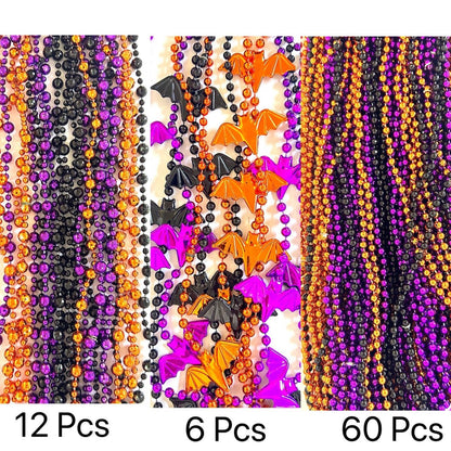 YSPPF 102 Pcs with 5 Styles Halloween Themed Set Beads Necklaces Orange Black Purple White Halloween Pirate Festival Bead Necklaces Party Supplies