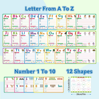 PraxiKidy Alphabet Number Shapes Flash Cards,Handwriting Practice Writing Tracing Phonics Preschool Kindergarten Toddler Learning Activities Homeschool Classroom Autism Educational Toys ABC Letter