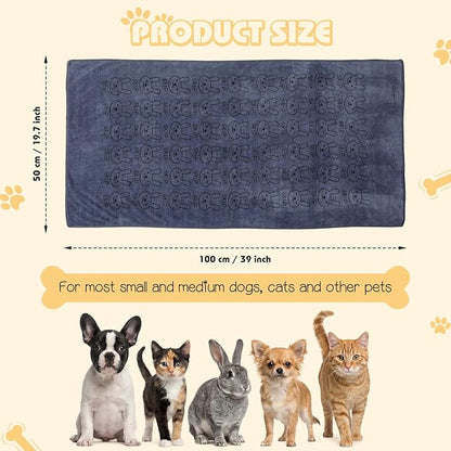 Irenare 12 Pcs Microfiber Dog Towels for Drying Dogs Cats, 20 x 40 Inch, Quick Drying Absorbent Pet Puppy Towels for Small Puppy Dog Cat Kitten Pet, Grooming Bathing Shower Travel Supplies(Gray)