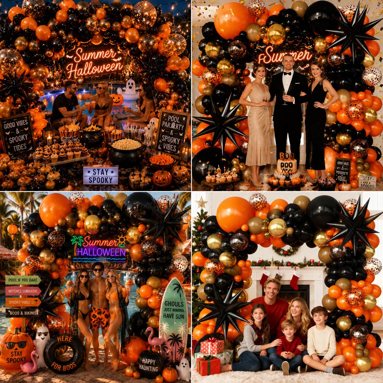 FYUVH Black Orange Arch Kit Garland with Gold Brown Balloons Star Balloon