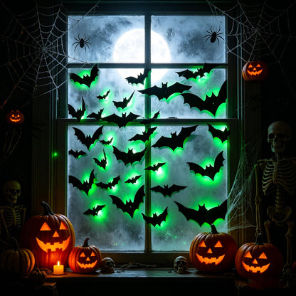 DR.DUDU 36 Pack Bats Halloween Decorations Bat Wall Stickers