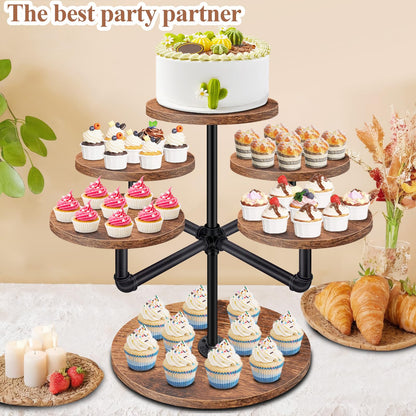 LLAXERGU Cupcake Stand, 3 Tier Cupcake Tower Large Cupcake Stand for 50 Cupcakes Wood Cake Stand Tiered Tray Stand Dessert Table Display Set Tiered Cake Stand for Party, Wedding, Birthday