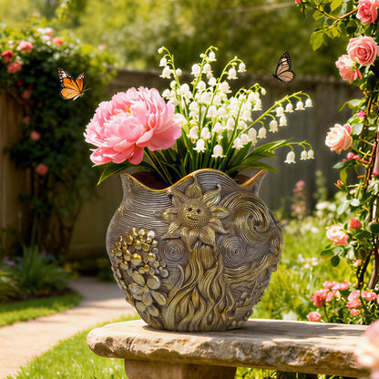 ArtCachet Sunflower Starry Sky Plant Pots & Ceramic Flower Vase Home Decor，Plant Pots for Outdoor Garden Decor ，Plant Gifts for Mother's Day, Birthday, Christmas& Home Art Decoration