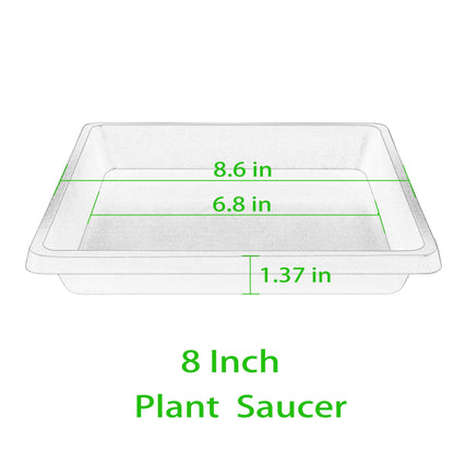 Feyvdzv Square Plant Saucer 8 Inch 2 Pack 6 10 12 14 16 18 20 inch, Saucers for Potted Plants and Water Catcher Tray, Plant Drip Trays and Flower Pot Saucers, Plant Saucers for Indoors and Outdoors