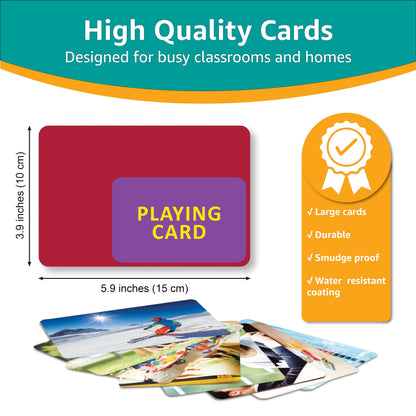 Picture My Picture Verbs Flash Card Bundle - Speech Therapy Tool for Vocabulary, Communication & Thinking, Scratch-Resistant with Activity Guide, Suitable for Education, ESL & ABA – Set of 80