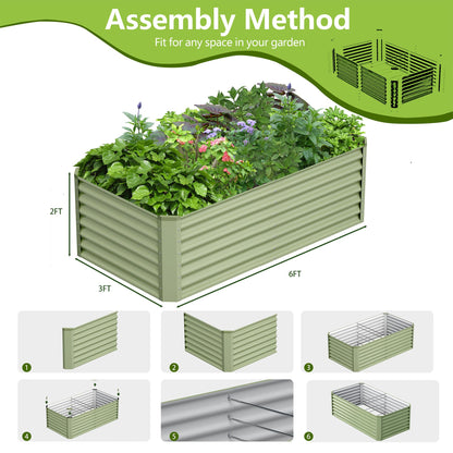 Ayen Guard 6x3x2FT Galvanized Raised Garden Bed,Galvanized Planter Boxes Outdoor, Large Metal Raised Garden Beds for Vegetables-Green