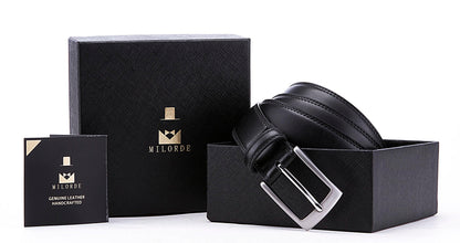 MILORDE Men Black Belts, Fashion & Classic Design for Dress and Causal (Size 34 (Waist 32), Basic Black)