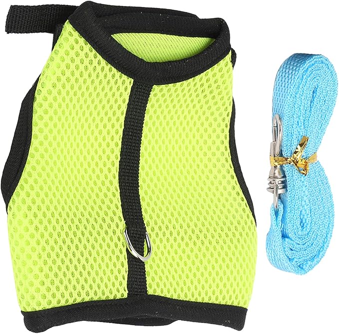 Yctze Adjustable Mesh Harness with Leash for Rabbits & Guinea Pigs - Comfortable Chest & Back Traction for Small Pets (Fruit Green)