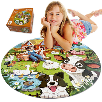 TALGIC Puzzles for Kids Ages 4-6, 70 Piece Round Floor Puzzles for Kids Ages 3-5 with Animals & Barn, Popular Educational Toys & Gift for 3 4 5 6 7 8 9 10