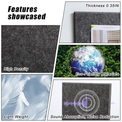 Large Cork Board 36" x 24", 6 Pack Felt Bulletin Board with 30 Pushpins, Cork Boards Alternative with Self-Adhesive Strips, Felt Wall Tiles Pin Boards for Walls Office Home School Decor-Dark Gray