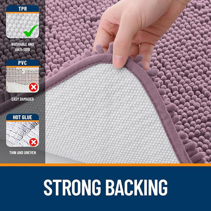 OLANLY Large Bathroom Rugs 70x46, Extra Soft Absorbent Chenille Bath Rugs, Rubber Backing Quick Dry, Machine Washable Bath Mats for Bathroom Floor, Tub and Shower, Home Decor Accessories, Deep Plum