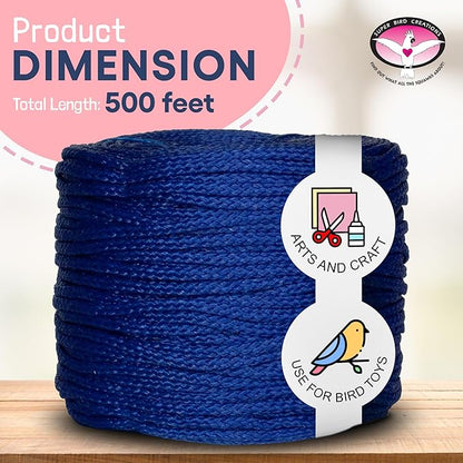 Super Bird Creations SB50028 Braided Polly Rope - Ideal for Making Bird Toys & Crafting - Hollow Polyethylene Cordage - 1/8" Diameter and 500 Meters Long - Ideal for Parrots - Vibrant Green