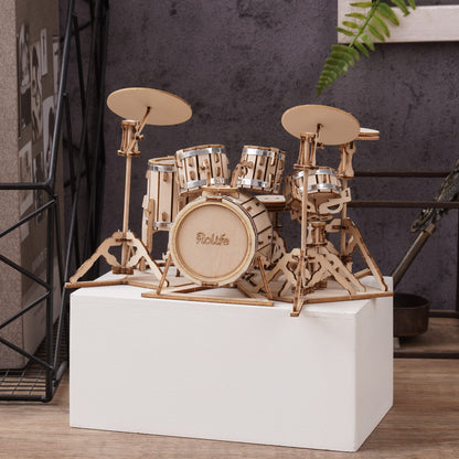 Rolife 3D Wooden Puzzles Model Kit for Adults and Teens to Build Musical Instrument Series (Drum kit)